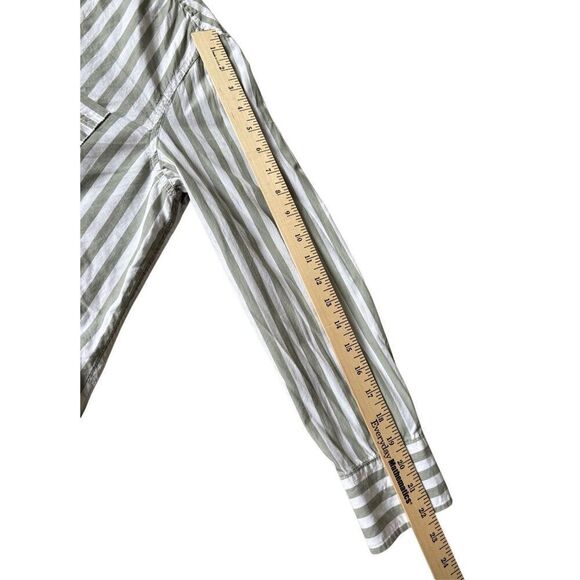 LOLA RIVER STRIPE Button Down SHIRT size L Green White - Picture 8 of 11